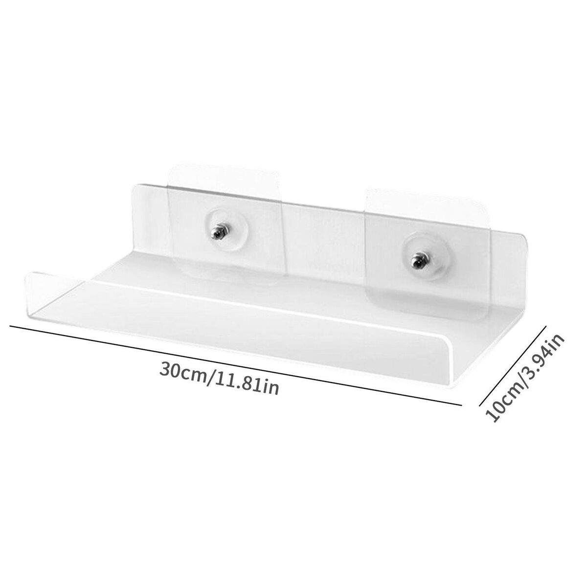 Acrylic Bathroom Shelves 1Pack Clear Shower Floating Shelf w/ Hooks No  Drilling