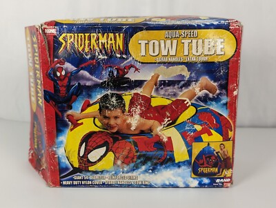 2004 Marvel Spiderman Aqua-Speed Tow Tube Boat 4 Handle 54  Sealed in Open Box