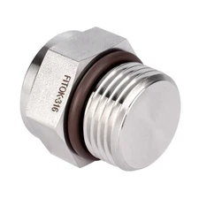 FITOK 316 SS Hex Head Pipe Plug with O-Ring 9/16-18 Male SAE/MS Straight Thread