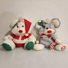Vintage Fisher Price Puffalump Plush Christmas Bear Mouse Stuffed Animal Lot