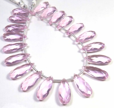 Rosa Turmalin Hydro Glas Quarz Birne Facettiert Big Perlen 20x8mm 8 '' Strand