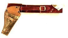 1940 s Single Leather Holster And Cap Gun Belt With Pockets