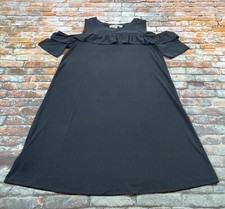 Ann Taylor Loft Mini Dress Ladies Small Black Short Sleeve Cold Shoulder Womens