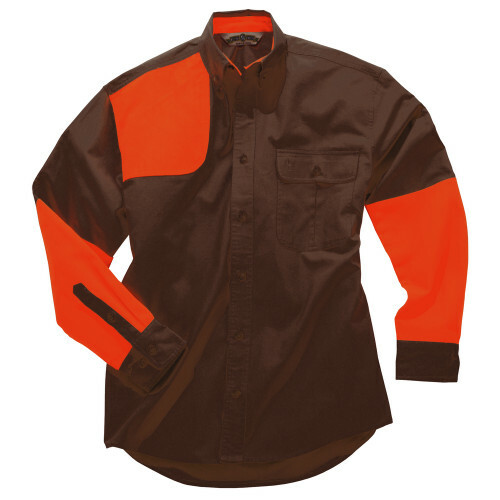 BOB ALLEN BOYT LONG SLEEVE UPLAND HUNTING SHIRT COFFEE / ORNGE HU127 GROUSE DOG