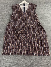 Halston Dress Women 2XL Floral Striped Shift Swing Sundress Linen A Line N204