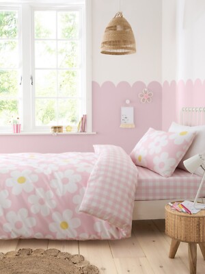 Bettbezug Bettset oder Spannbetttuch Kinder Retro Gänseblümchen Reverse Bedlam Rosa