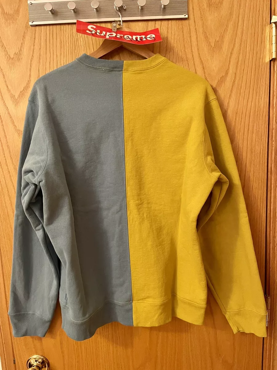 FW18 Large Supreme Split Arc Logo Crewneck Sweatshirt Mustard Yellow Blue