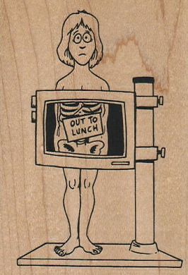 Out To Lunch X-Ray 2 1/2 x 3 1/2'' Rubber Stamp, People Stamp, Xray Stamp