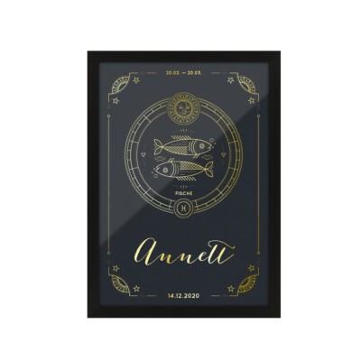 Kunstdruck Poster individuell Heißfolienprägung Dekoration - Sternzeichen Fische