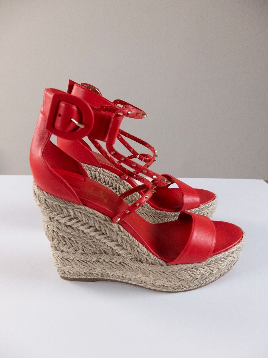 CHRISTIAN LOUBOUTIN Chocazeppa Spikes red espadrille wedge CHRISTIAN LOUBOUTIN Chocazeppa Spikes red espadrille wedge