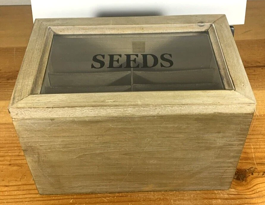 Never Used Wooden Seed Storage Box Organizer - Green Thumb Christmas Gift - Image 2 of 4