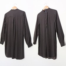 Madewell Black Cream Polka Dot 100% Viscose Long Sleeves Tunic Shirt Dress S