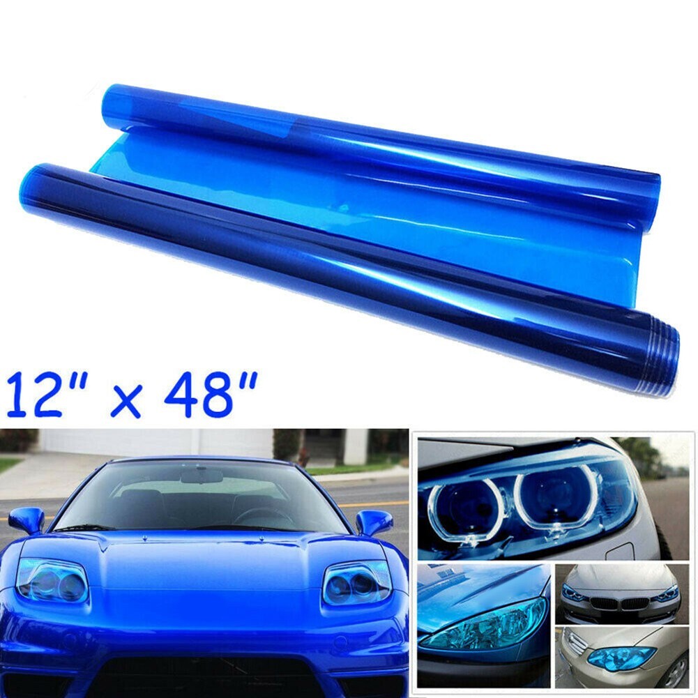 1pc 12x48 Blue Car Vehicle Shade Taillight Headlight PVC Foil Vinyl Film Cover