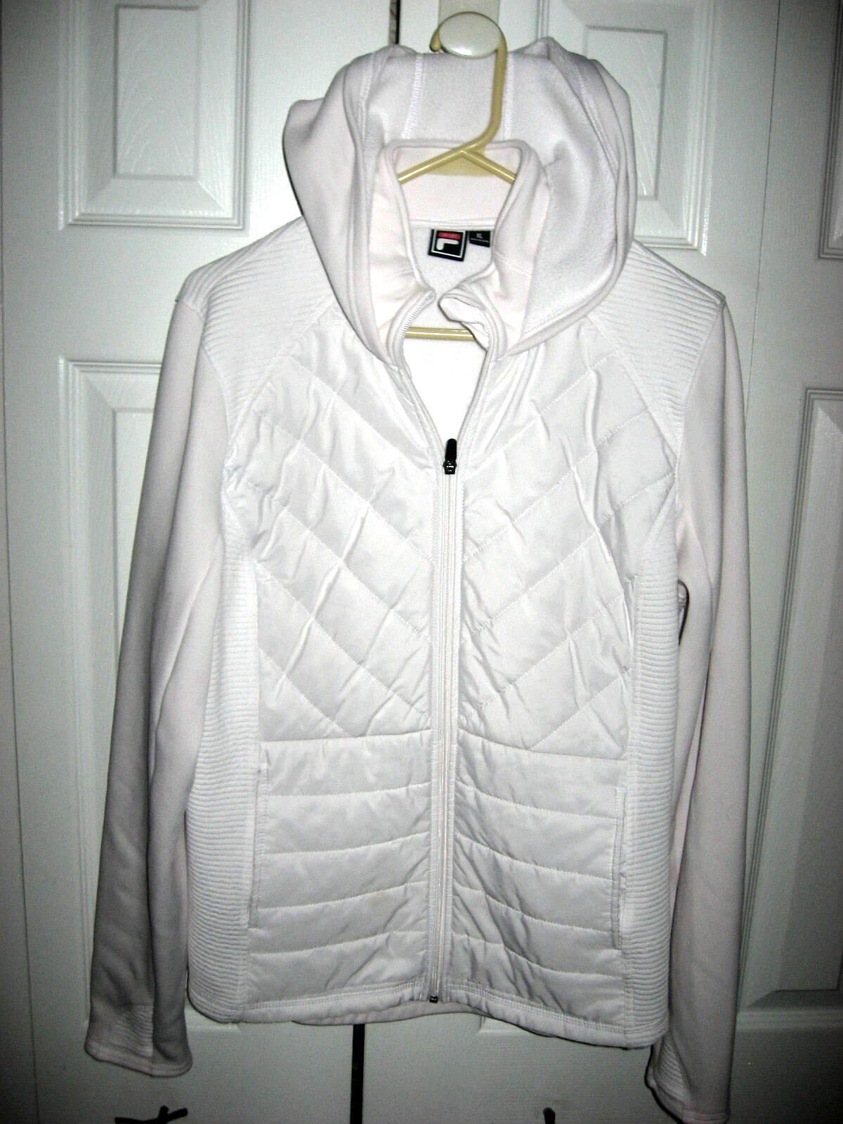 Giacca a vento donna bianca FilA con cappuccio elasticizzata zip davanti XL