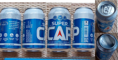 Super Cap Lager 330ml Vietnam beer empty aluminium cans opened bottom