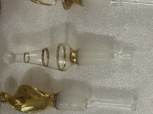 3er Set antike ägyptische geblasene Glasduftflaschen Burgund & Gold 4 Zoll/4,5 Zoll/6 - Bild 5 von 9