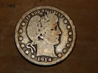 Nice Looking Key Date 1914 d Barber Quarter  CIRCULATED UNGRADED SILVER