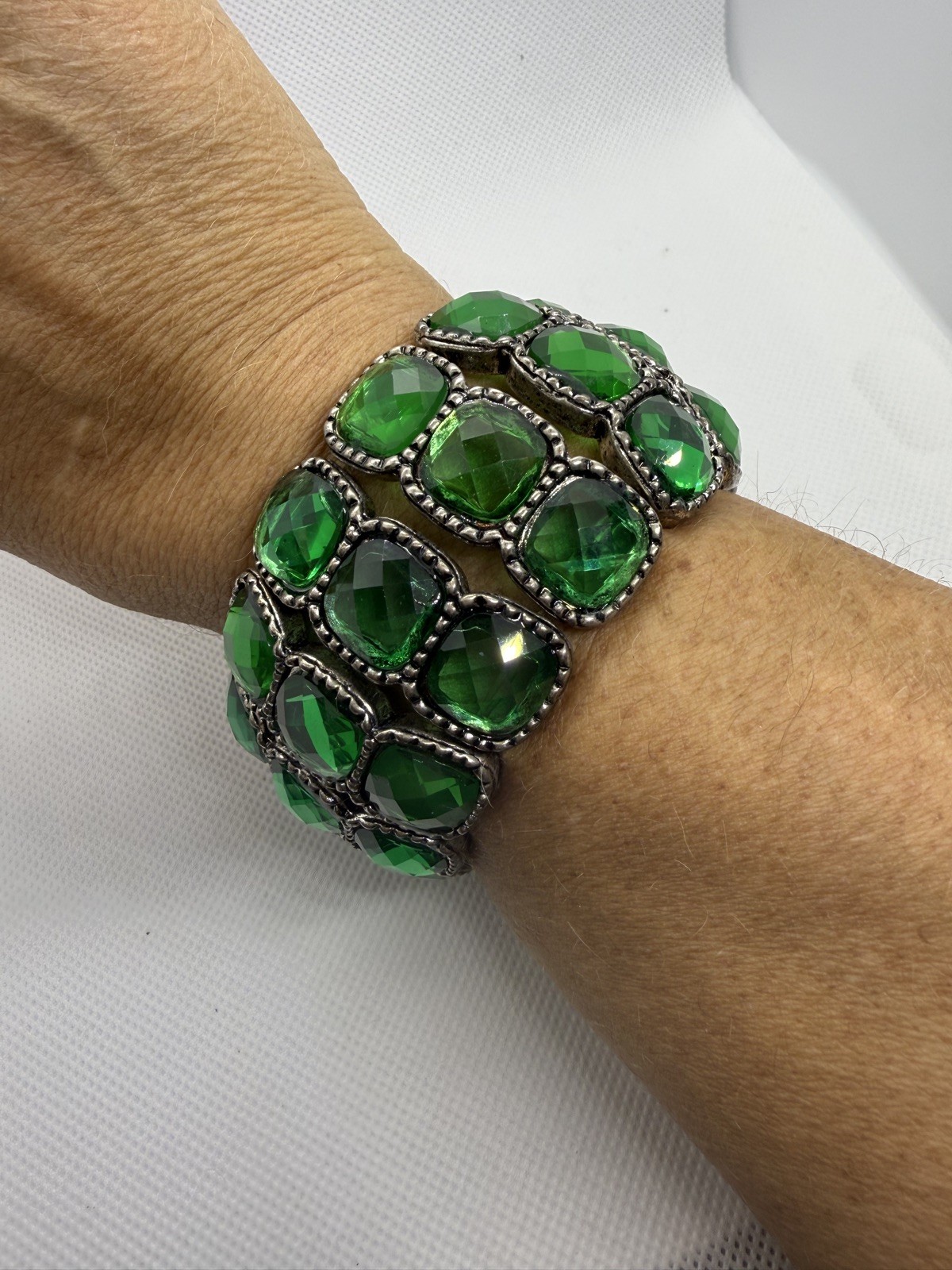 Turquoise Bangle Bracelet, Stretchable, Unique, T… - image 2