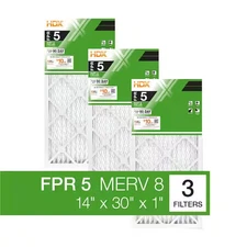 14 x 30 x 1 Standard Pleated Air Filter FPR 5, 3-Pack, Air Filters Replacement