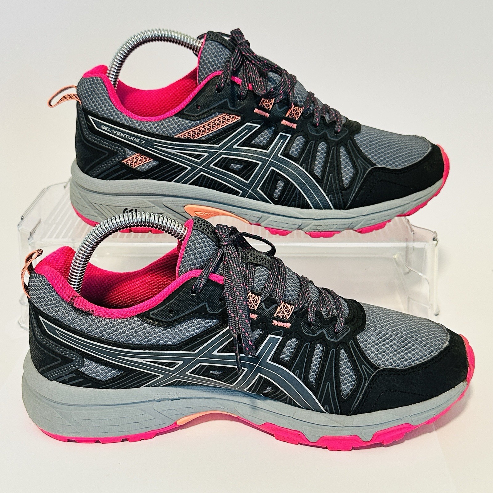 Asics Gel-Venture 7 Trail Running Shoes Women's Size 8.5  Grey Pink 1012A477 thumbnail 2