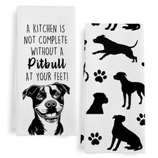 GWFSJYU Pitbull Gifts Kitchen Towels Set of 2, Funny Pit Bull Dish