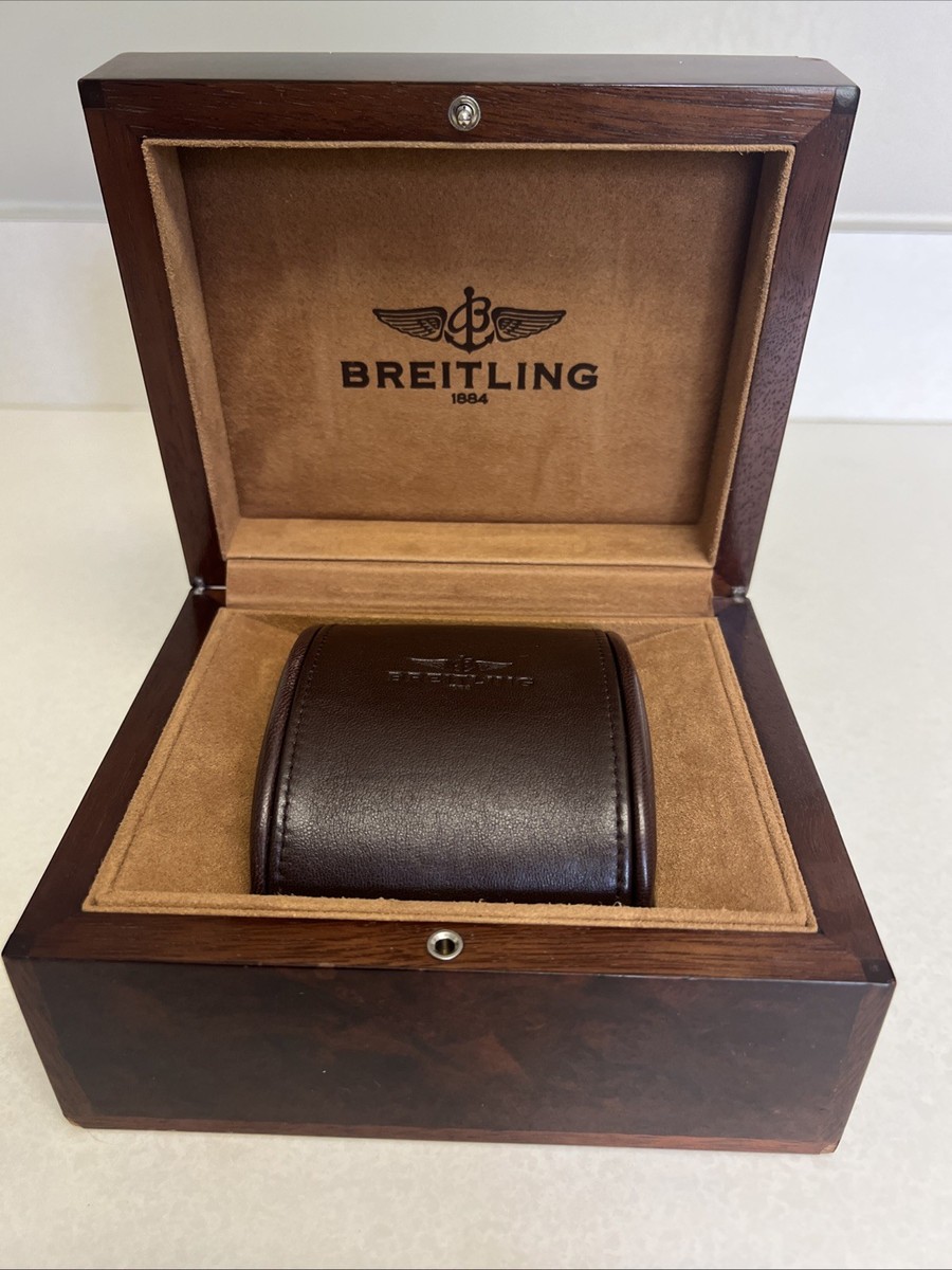 BREITLING 時計ケース ブラウン Breitling Brown Lacquer Wood Outer Watch Box & Brown Inner Leather