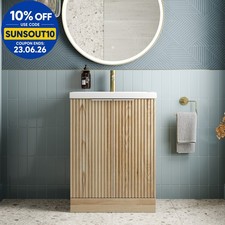 Bathroom Vanity Unit Basin Sink Free Standing 600mm Door Cabinet Storage Wood