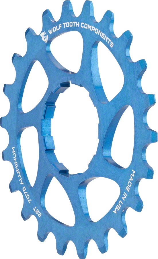 Wolf Tooth Single Speed Aluminum Cog - 22t Compatible with 332 Chains Blue 10590₽