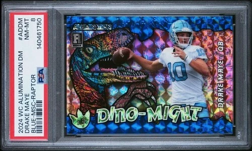 2024 Wild Card Alumination Drake Maye BLUE MOSAIC Raptor Rookie RC #'D 1/2 PSA 8