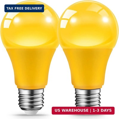 LED Yellow Bug Light Bulbs for Outdoor Indoor Porch, 9W- 2 Pack