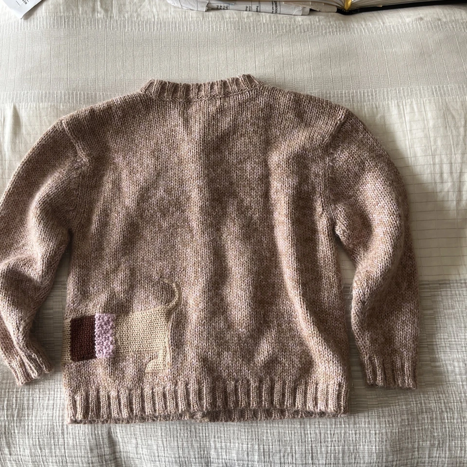 Cárdigan Suéter Jacadi Marrón Rosa Mezcla Lana Niñas 6 Y 116 cm Dachshund Perro  Foto 3 de 4