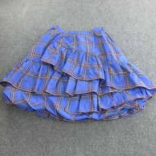 Maeve Skirt Womens 6 Blue Plaid Tutu Layered Ruffle Lined Party Anthropologie