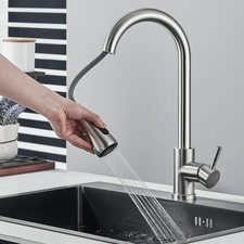 Stainless Steel Pull Out Kitchen Faucet - Single Handle High Arc Sprayer Nickel