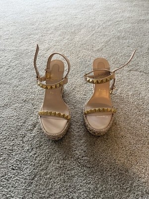 Christian Louboutin Tarot Sandal Wedge Spiked Ankle Toe Straps 40 Dust Bags Box