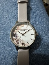 Image of NEW OLIVIA BURTON Ladies Floral Watch Midi Face 30mm Lilac Grey Strap