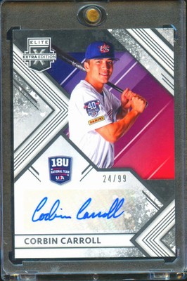 Corbin Carroll 2018 Elite Extra Edition Auto Autograph RC 24/99 USA Diamondbacks
