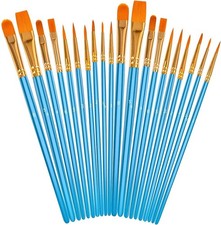 Soucolor Acrylic Paint Brushes Set, 20Pcs Round Pointed Tip 20-Pack, Blue