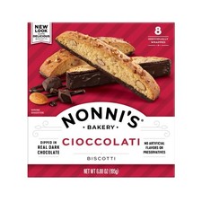 Nonni  s Biscotti Cioccolati   8 Wrapped   Dipped in Real Dark Choc 6.88oz Box