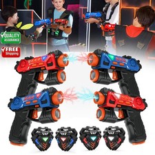 Electric Laser Tag Guns Set 4 Player Packs with Vests Outdoor Toys for Kids
