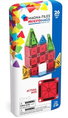 Magna-Tiles microMAGS 26-teiliges magnetisches Reise-Bauset kräftige Farben
