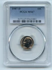 1987 D 10C Roosevelt Dime PCGS MS67