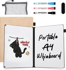 Portable White Board Dry Erase Notebook, 12" X 9" Double Sided Folding Whiteboar