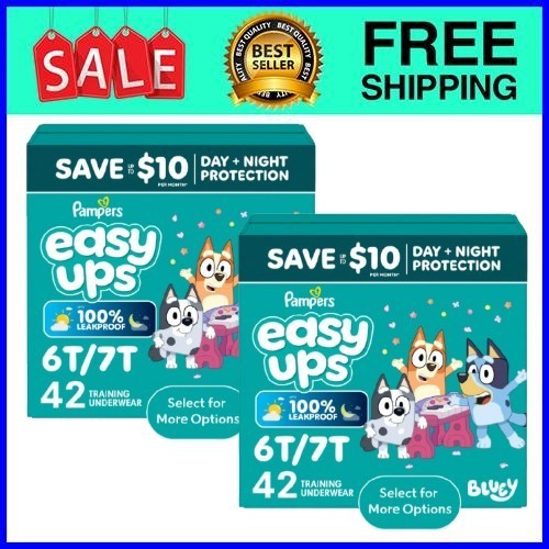 Pampers Easy Ups Bluey Training Pants 6T-7T 42 Ct 2-Pack Ships from USA