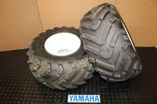YAMAHA 4/115 WHITE REAR wheel RIM TRAC GARD TIRES 22x10-9 🔥FASTSHIP🔥 *E54*