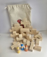 Oathx Bag of Wooden Blocks Montessori Preschool Toddler Natural Toys