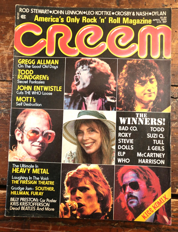 CREEM MAGAZINE VOL 6 NO 11 April 1975 GREG ALLMAN Todd Rundgren JOHN ENTWISTLE