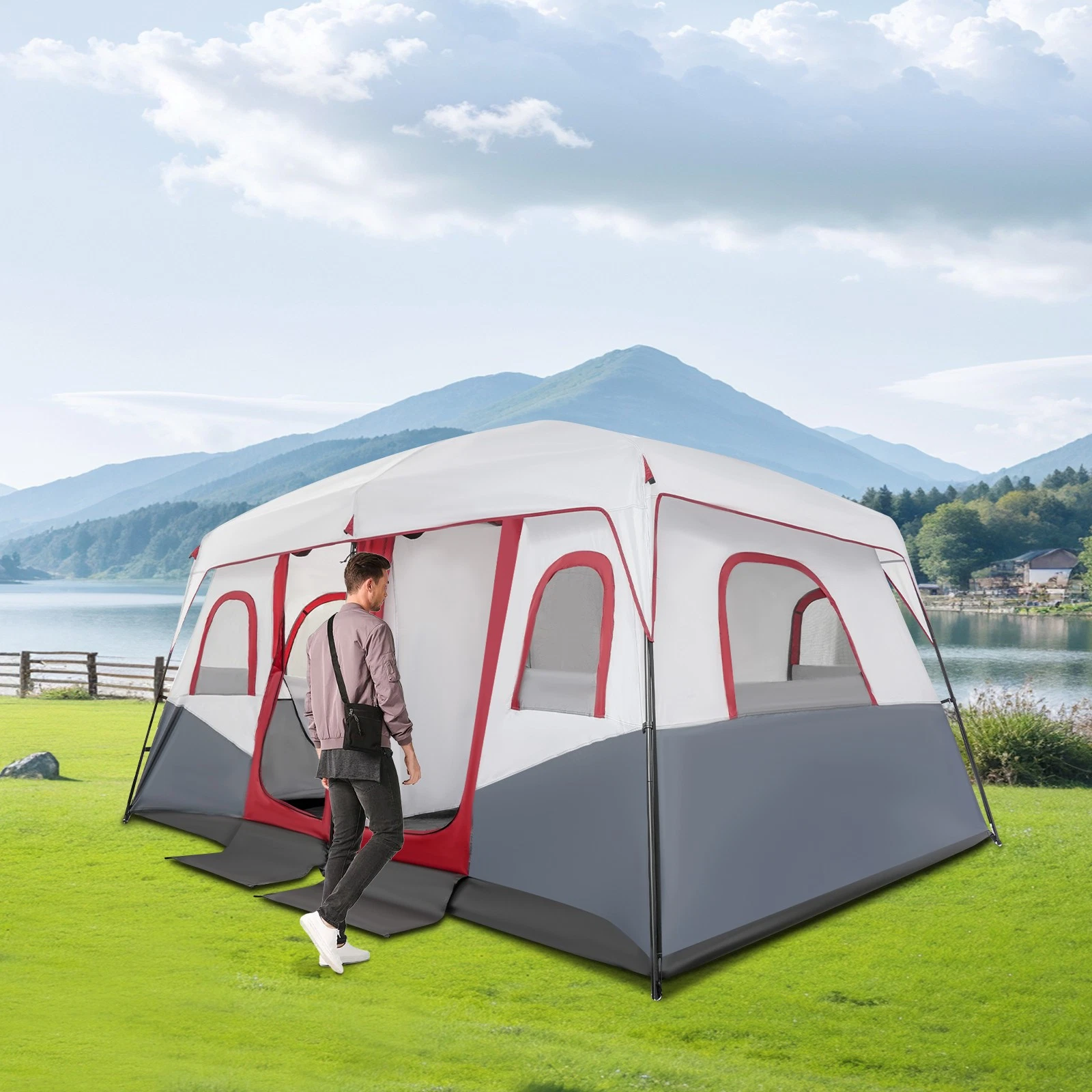 Outdoor Camping Tent Family Tent for Outdoor Camping & Backyard 4.3*3.05*2.03m