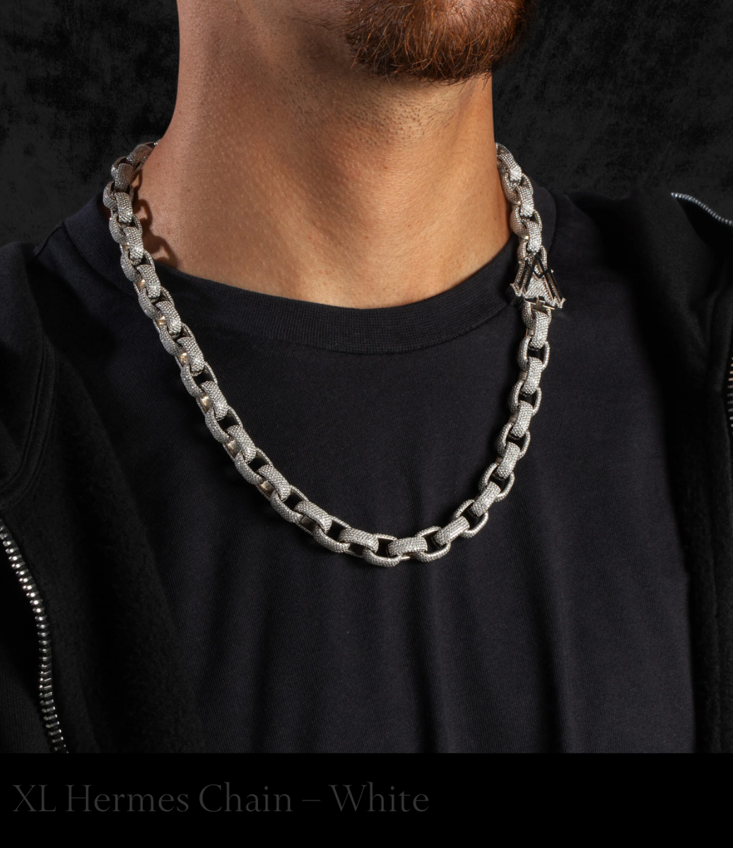 Alex Moss XL Hermes Link Diamond Chain Necklace 57.88ct 10K White