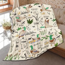Duck Blanket for Kids, Cute Mallard Ducks Gifts, Soft Lightweight Flannel Thr...