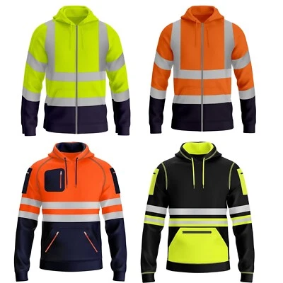 HIVIZ Hi Vis Viz High Visibility Pocket Pullover Safety Work Security Sweatshirt Hoody